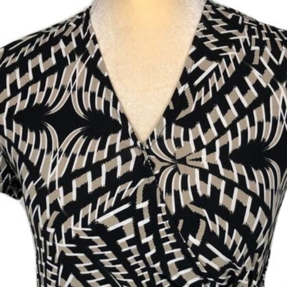 212 Collection Geometric Print, Buckle Wrap Blouse - Picture 2 of 12